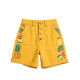 Mustard Yellow Shorts with Fruit Print & Cuffed Hems