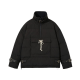 Black Puffer Jacket with Leather Buckle & Half-Zip Closure