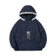 Navy Blue Puffer Jacket with Pom-Pom Trim & Half-Zip