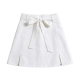 White Mini Skirt with Bow Tie & Side Slits