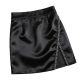 Black Satin Mini Skirt with Silver Chain Accent