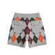 Multi-Color Argyle Knit Shorts with Patch Pockets