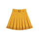 Mustard Yellow Pleated Mini Skirt with Fringe Hem