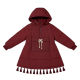 Burgundy Hooded Puffer Dress with Tassel Hem