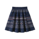 Navy Blue Mini Skirt with Tribal Print