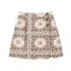 Beige & Brown Paisley Print Mini Skirt with Buttons