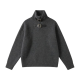Gray Turtleneck Sweater with Black Leather Buckle Details