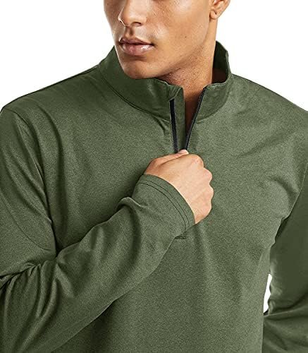 Men's Athletic Shirts Long Sleeve 1/4 Zip Lightweight Fleece Lined Running Active Pullover Workout Shirts Sweatshirt