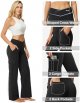 Yoga Pants Women Wide Leg Cargo Pants with Pockets Crossover High Waist Business Casual Dress Pants
